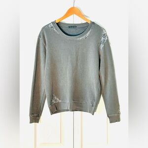 Weathered Blue Lace Detail Sweatshirt